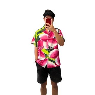 Hot Sale Men Shirt Rayon Hand Painted Floral Design High Quality